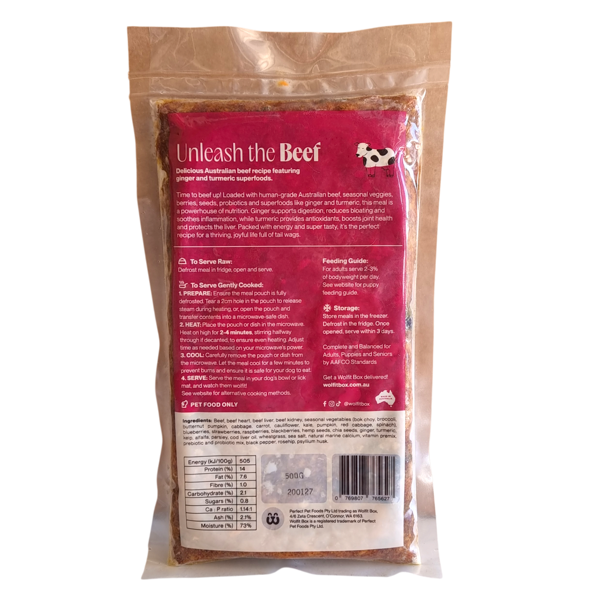 Beef with Ginger & Turmeric 500g - Wolfit Box