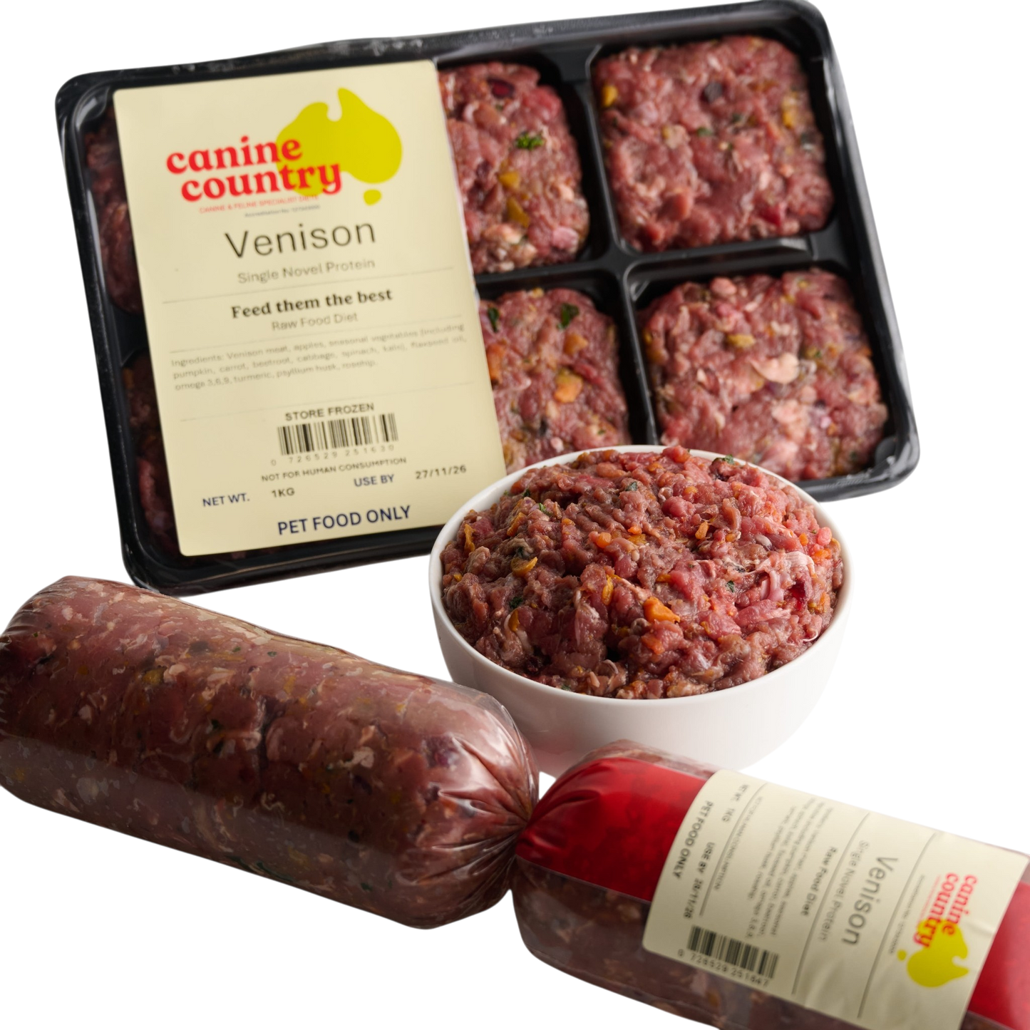 Venison BARF 1kg Roll - Canine Country