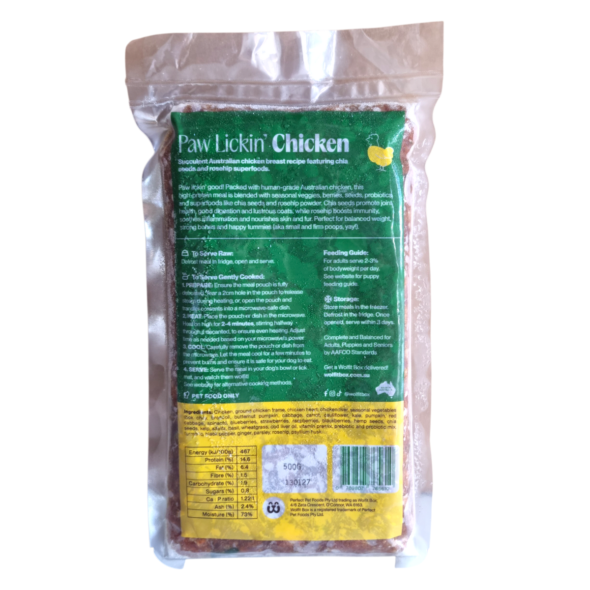 Chicken with Chia Seeds and Rosehip 500g - Wolfit Box