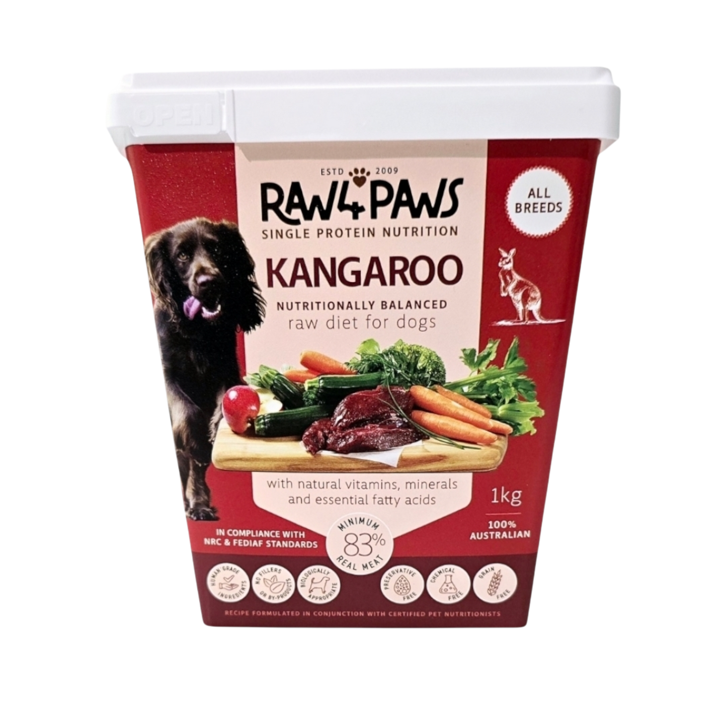 1kg Kangaroo Tub - Raw 4 Paws