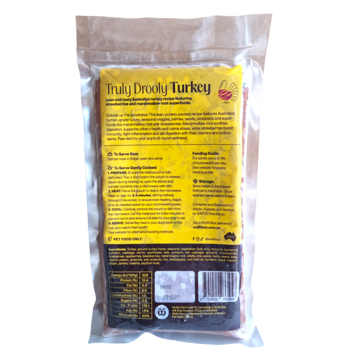 Turkey with Strawberry & Marshmallow Root 500g - Wolfit Box