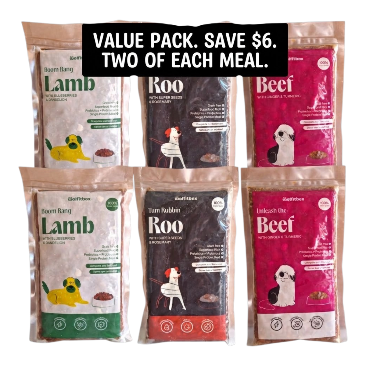 Wolfit Box Hearty Meats Variety 6 Pack