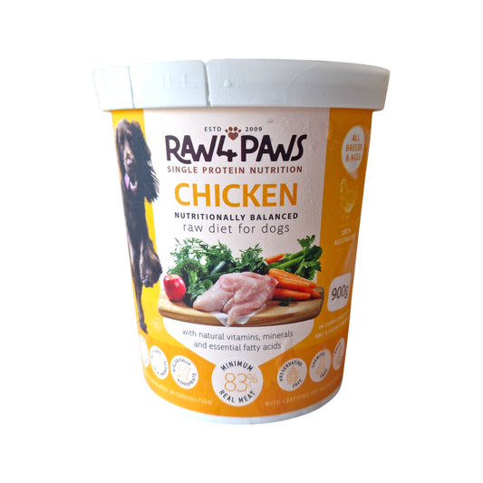 ** TEMPORARY SIZE 900g Chicken Tub - Raw 4 Paws