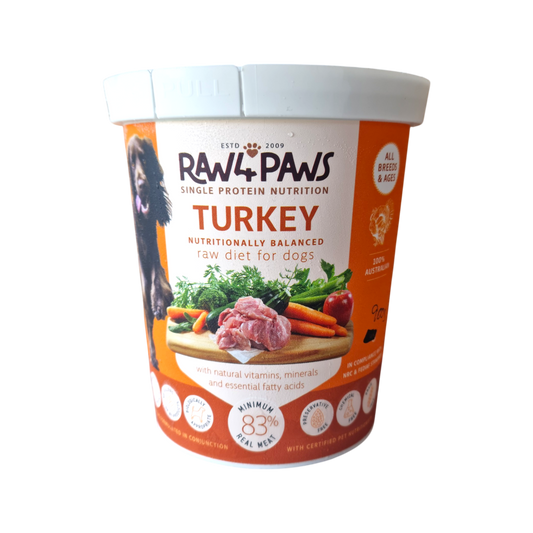 ** TEMPORARY SIZE 900g Turkey Tub - Raw 4 Paws