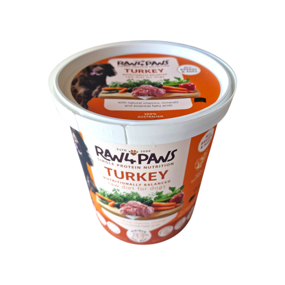 ** TEMPORARY SIZE 900g Turkey Tub - Raw 4 Paws