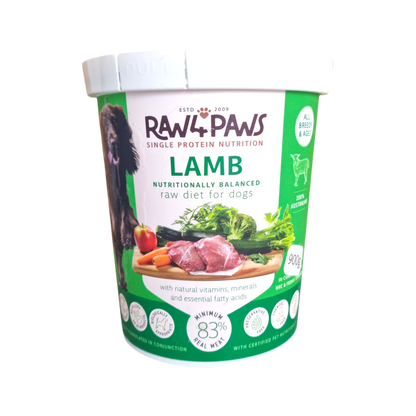 ** TEMPORARY SIZE 900g Lamb Tub - Raw 4 Paws