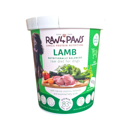 ** TEMPORARY SIZE 900g Lamb Tub - Raw 4 Paws