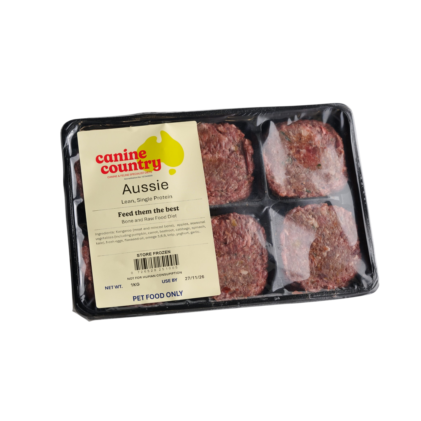 Aussie Kangaroo BARF 1kg Portion Tray - Canine Country