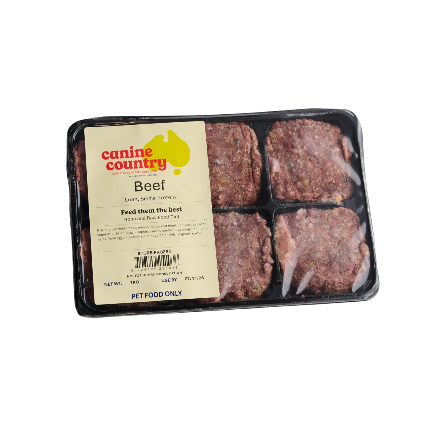 Beef BARF 1kg Portion Tray - Canine Country