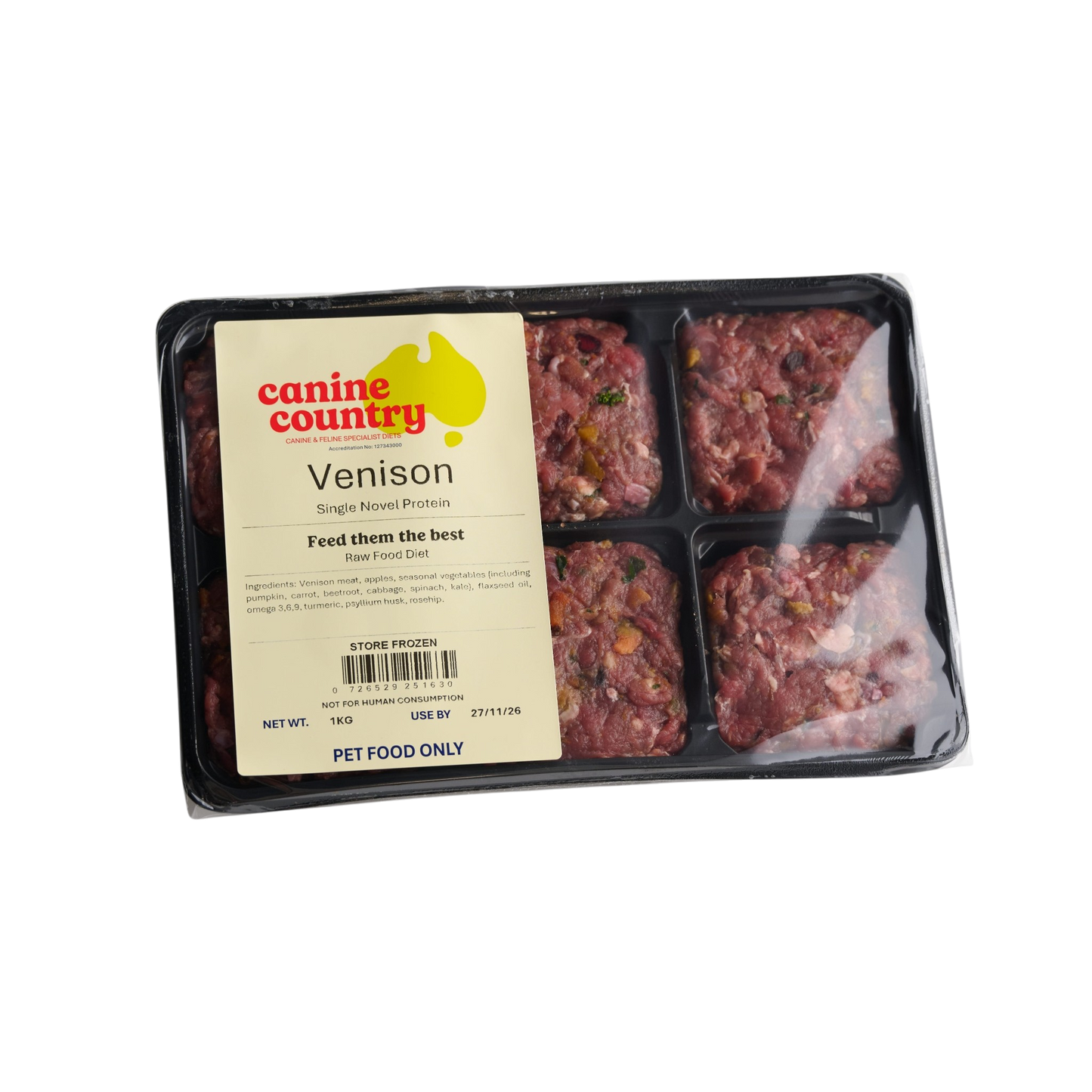 Venison BARF 1kg Portion Tray - Canine Country