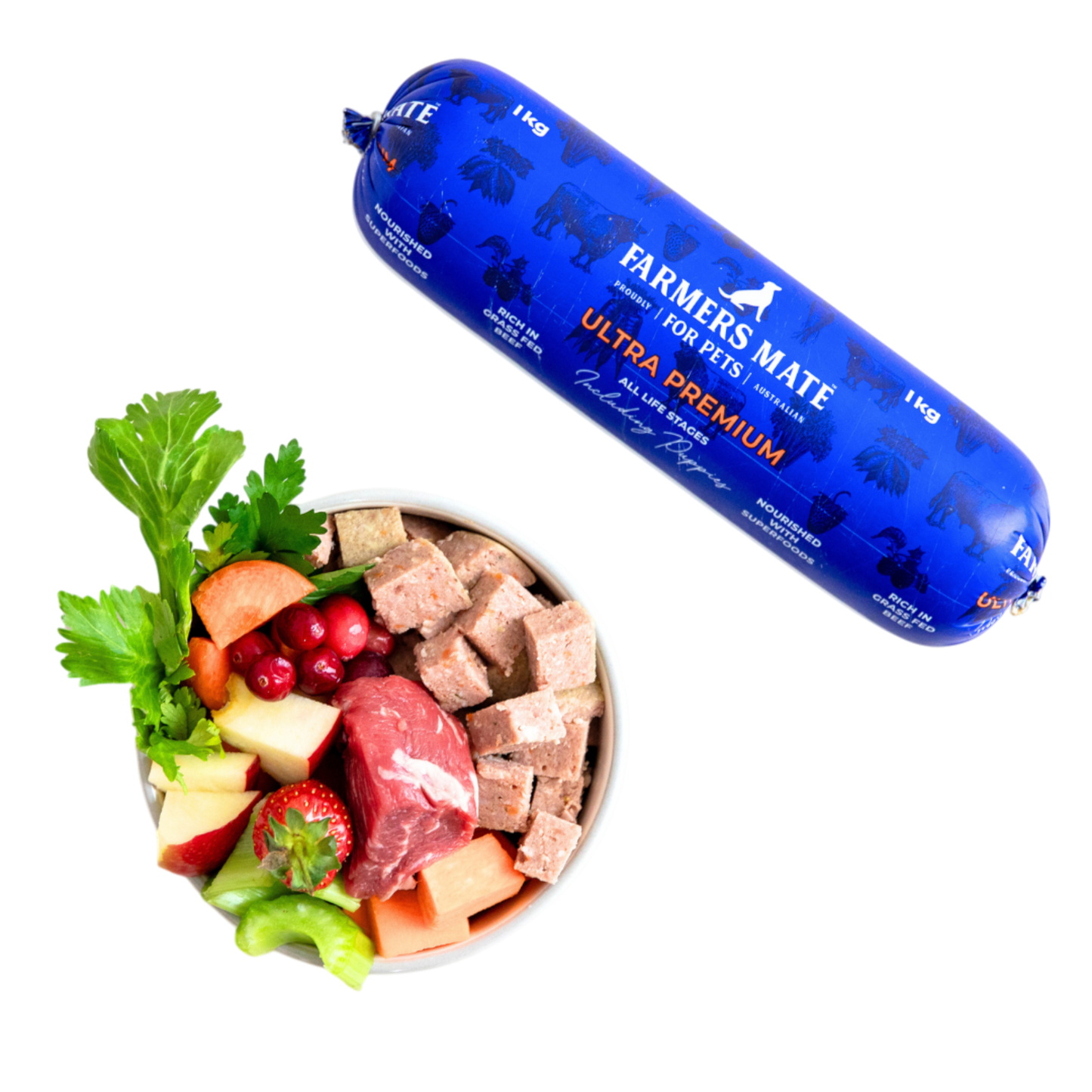 1kg Ultra Premium Roll - Beef & Chicken - Farmer's Mate for Pets