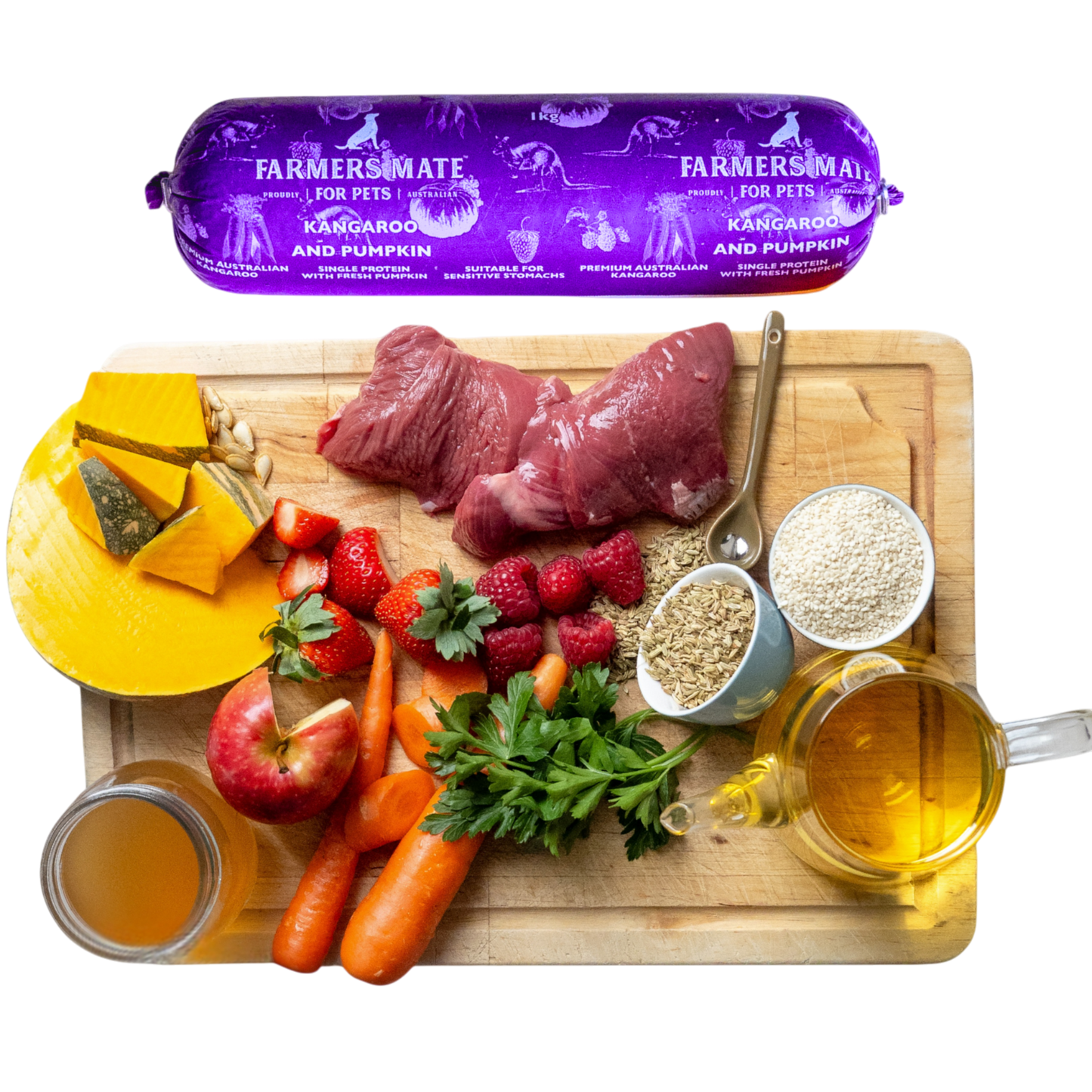 2kg Kangaroo Roll - Single Protein - Farmer's Mate for Pets