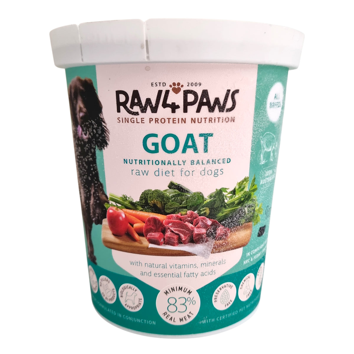 ** TEMPORARY SIZE 900g Goat Tub - Raw 4 Paws