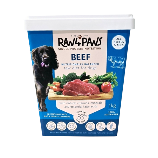 1kg Beef Tub - Raw 4 Paws