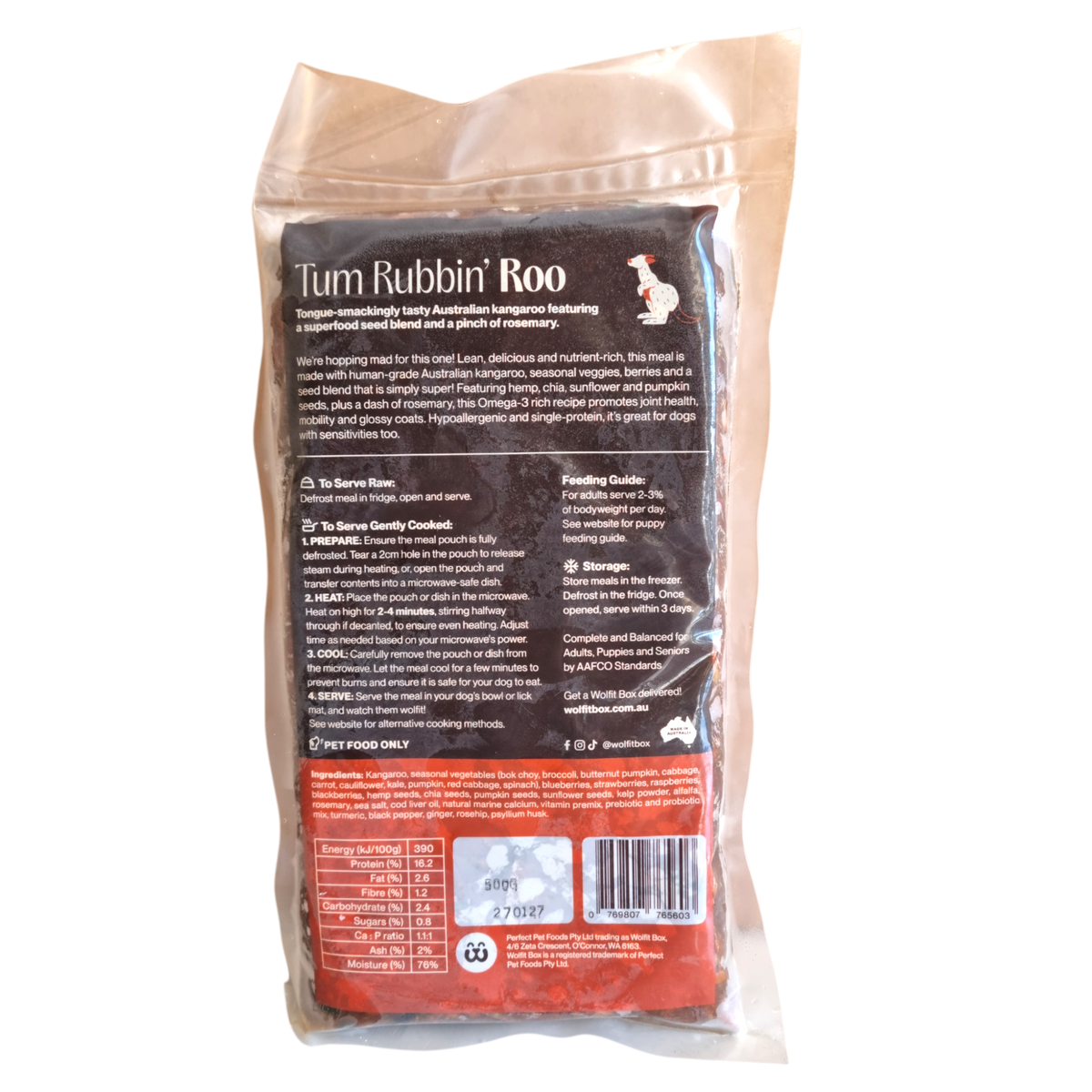 Kangaroo with Super Seeds & Rosemary 500g - Wolfit Box