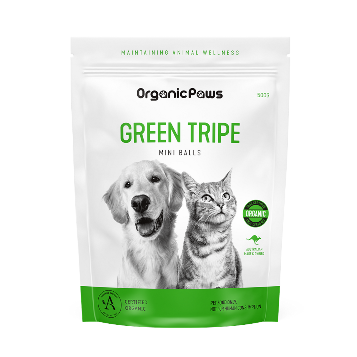 Organic Paws Green Tripe Balls 500g